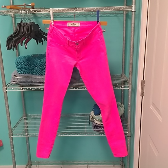 neon pink skinny jeans